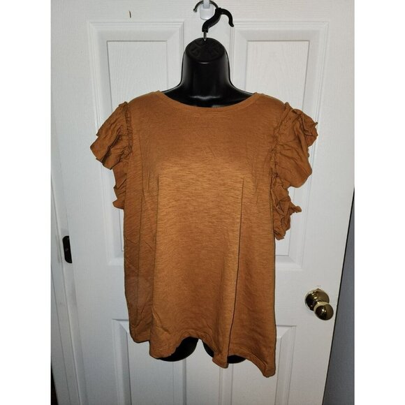 NWT 2XL Industry Republic Double flutter Ruffle Sleeve Pima Cotton Tee - Picture 3 of 3